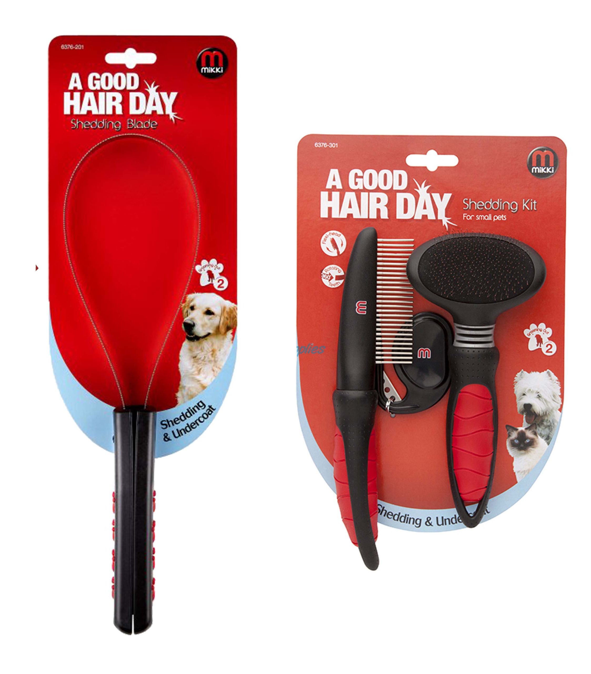 Mikki Grooming Dog Pet Shedding Blade or kit Slicker Brush, Comb & Matt