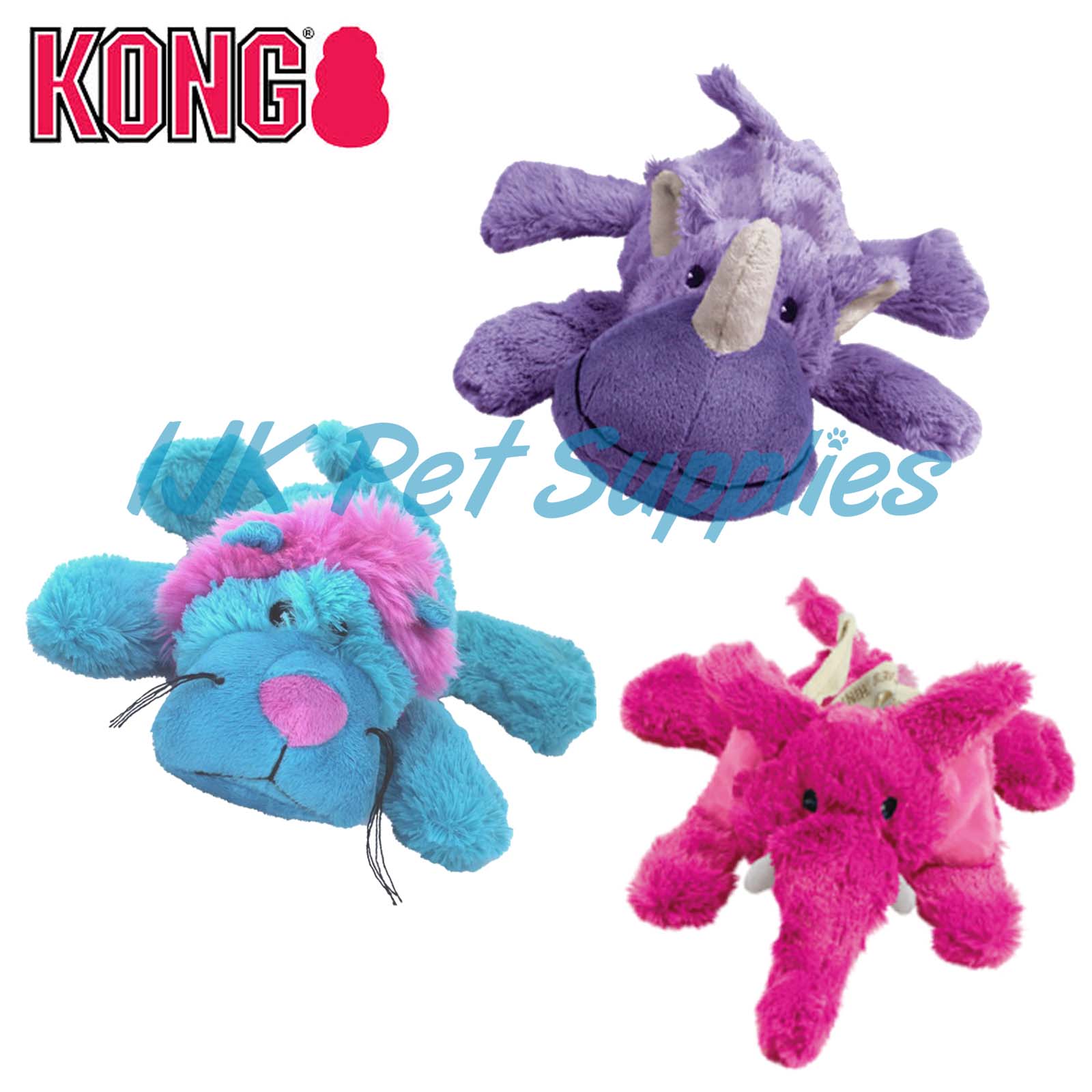 Kong Cozies Brights Plush Squeak Comfort Fetch Interactive Dog
