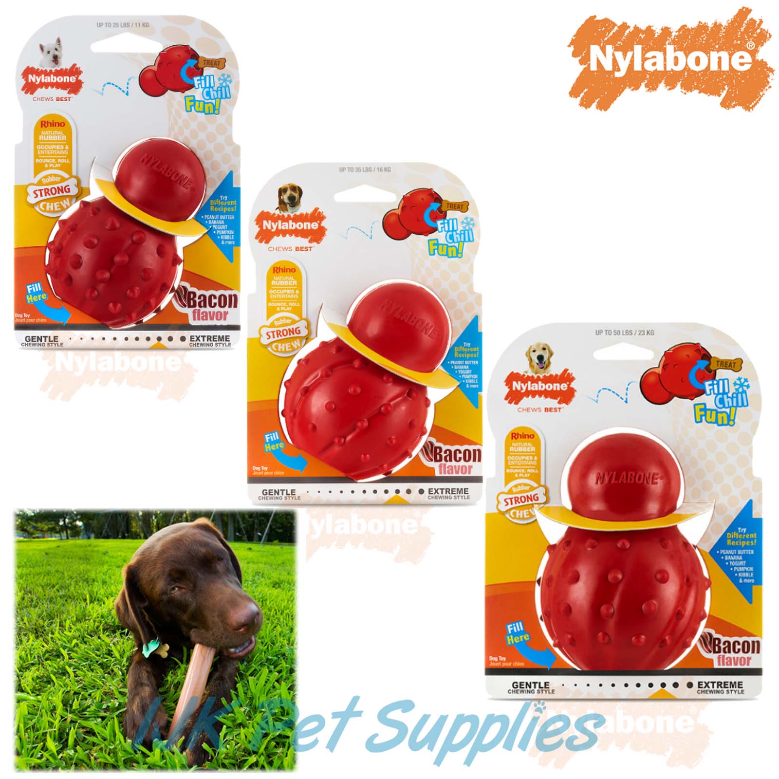 Nylabone Strong Rubber Cone Treat Dispenser Chew Toy IJK Pet Supplies