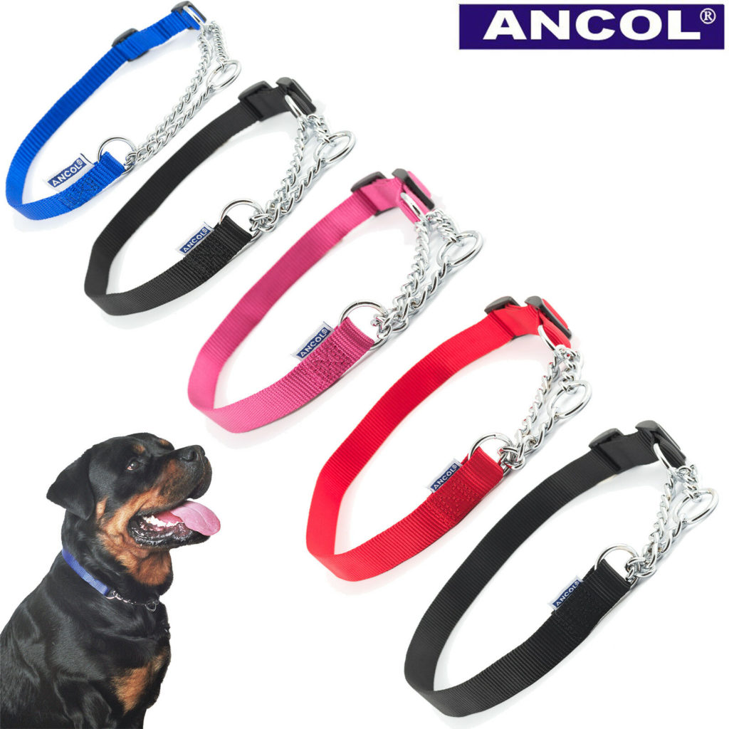 Ancol Half Nylon & Chain Dog Training Collar IJK Pet Supplies