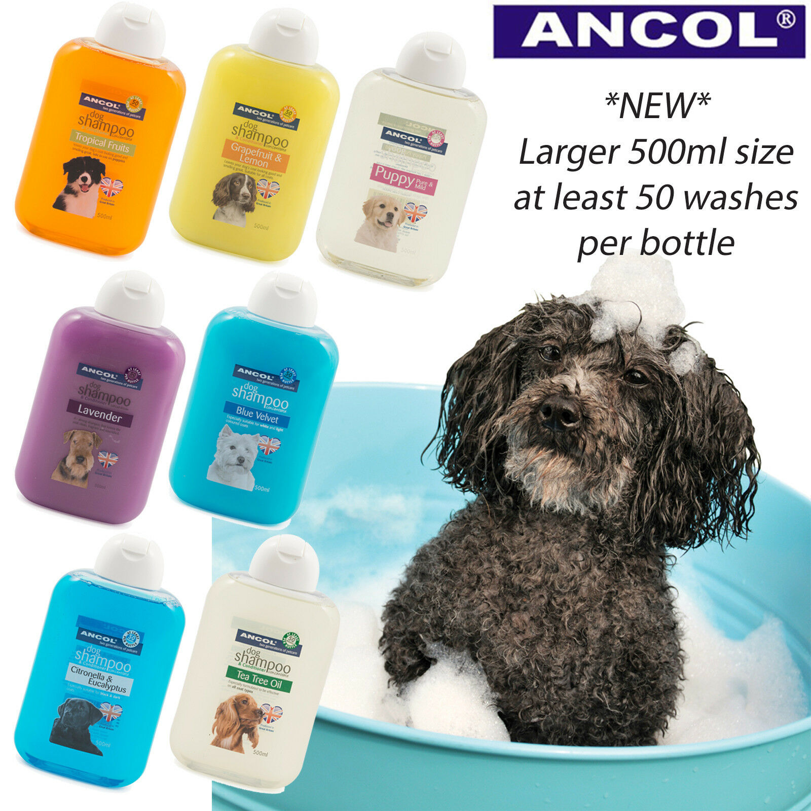 Ancol Dog Shampoo Concentrate 500ml Value Bottles IJK Pet Supplies
