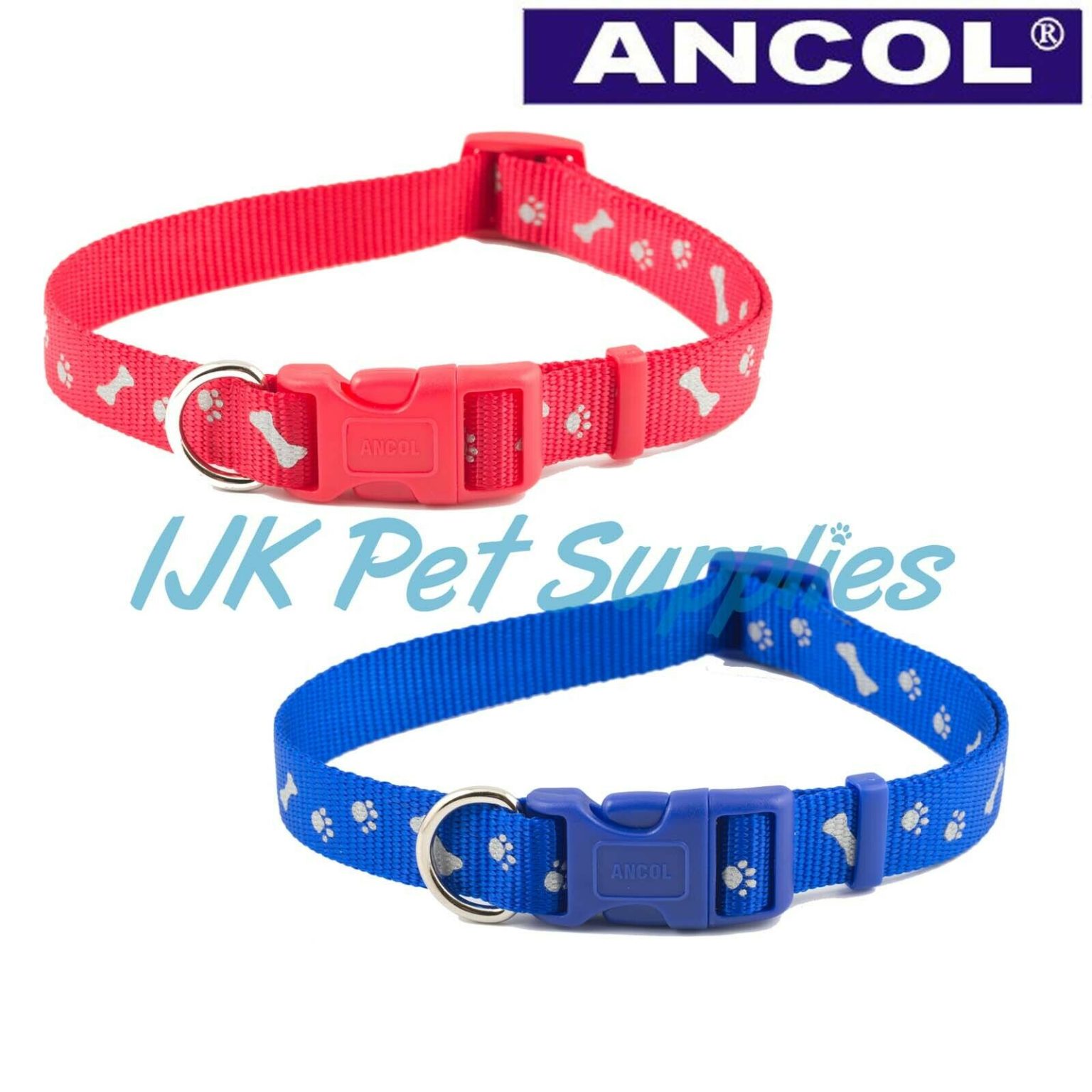 Ancol Dog Fashion Adjustable Reflective Nylon Collars and Leads Paw n