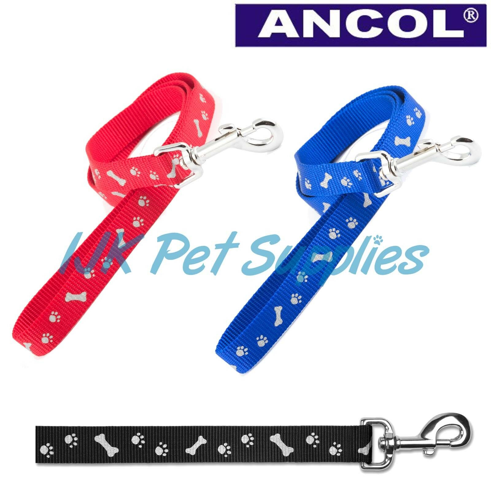 Ancol Dog Fashion Adjustable Reflective Nylon Collars and Leads Paw n